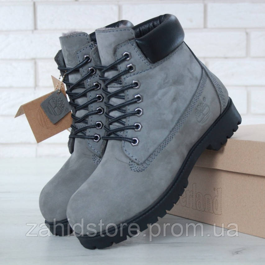 

Женские зимние ботинки в стиле Timberland Classic Boots, нубук, (с натуральным мехом), серый, Турция