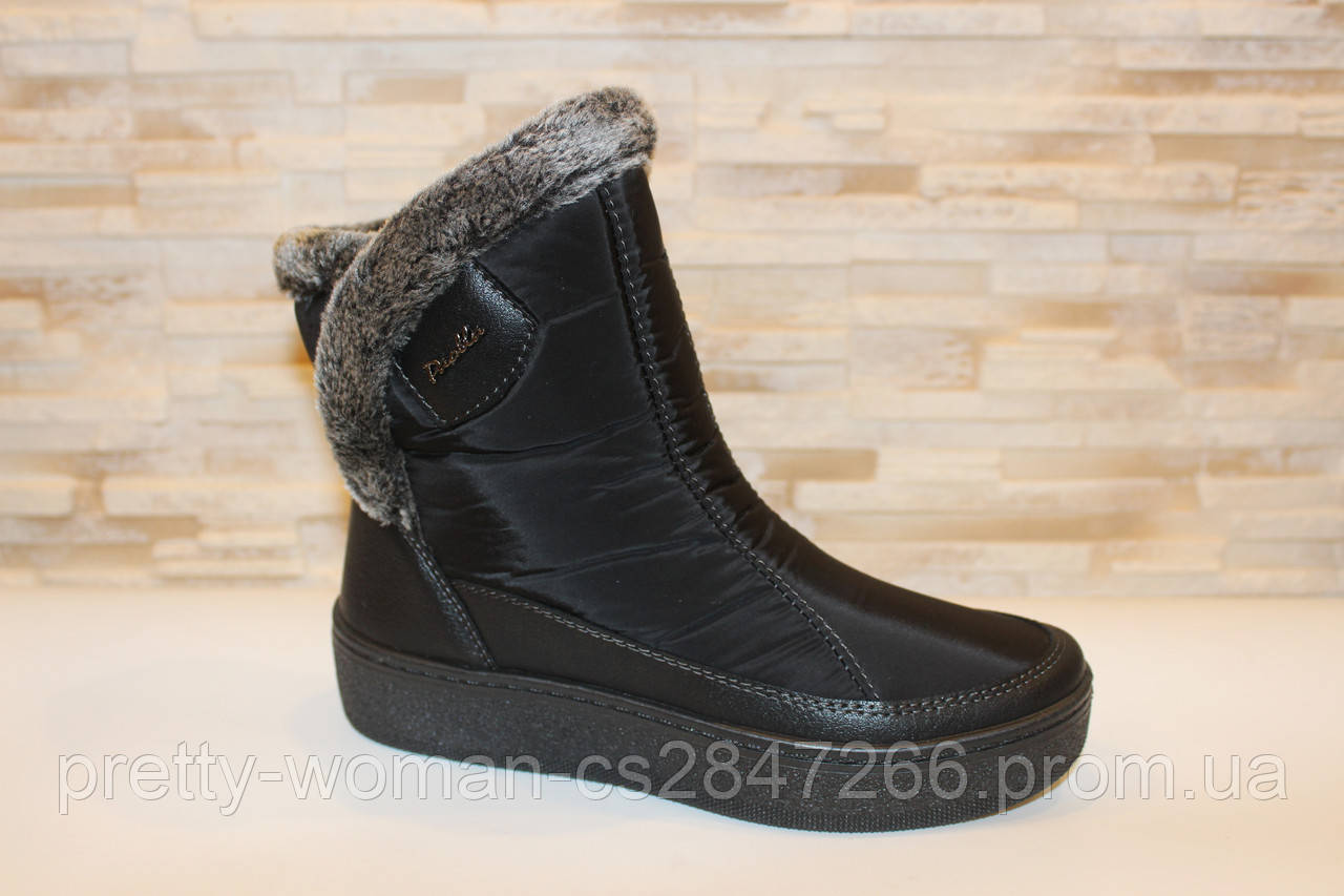 

Сапоги дутики женские черные зимние короткие С957, Черный