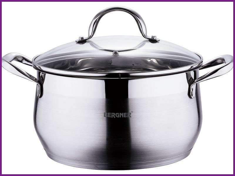 

Кастрюля из нержавейки Bergner Gourmet 4.5л из нержавеющей стали со стеклянной крышкой BG-6530
