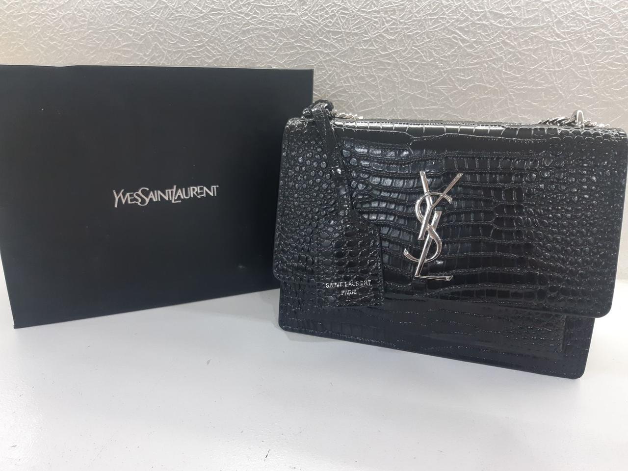

Женская кожаная сумка Yves Saint Laurent Ив Сент Лоран, кросс боди, брендовые сумки, жіночі сумки, 296 серебряная