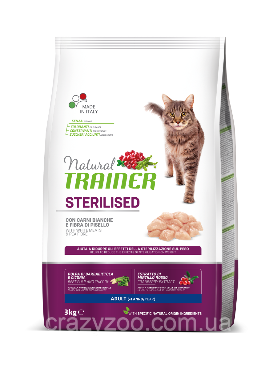 

Trainer Natural Adult sterilized with white meats (Корм для стерилизованных котов с мясом 3 кг)