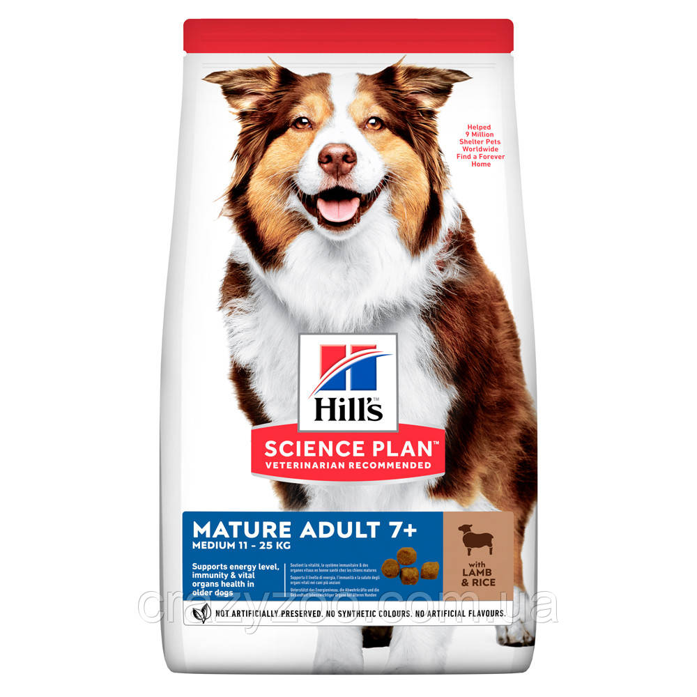 

Hills Science Plan Canine Mature adult 7+ Medium (Корм c ягненком для собак средних пород старше 7 лет 14 кг)