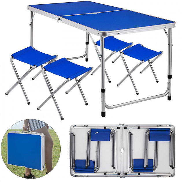 

Стол для пикника усиленный с 4 стульями Folding Table 120х60х55/60/70 см