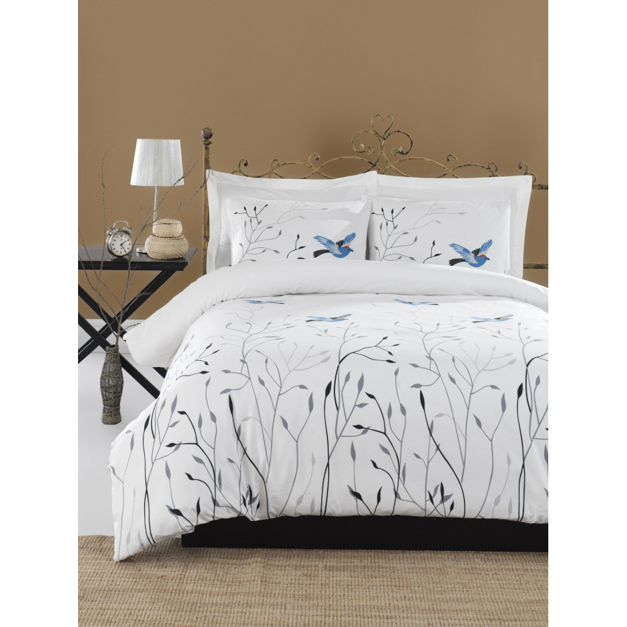 

Постельное белье Lotus Home Perfect Ranforce - Birds голубой полуторный