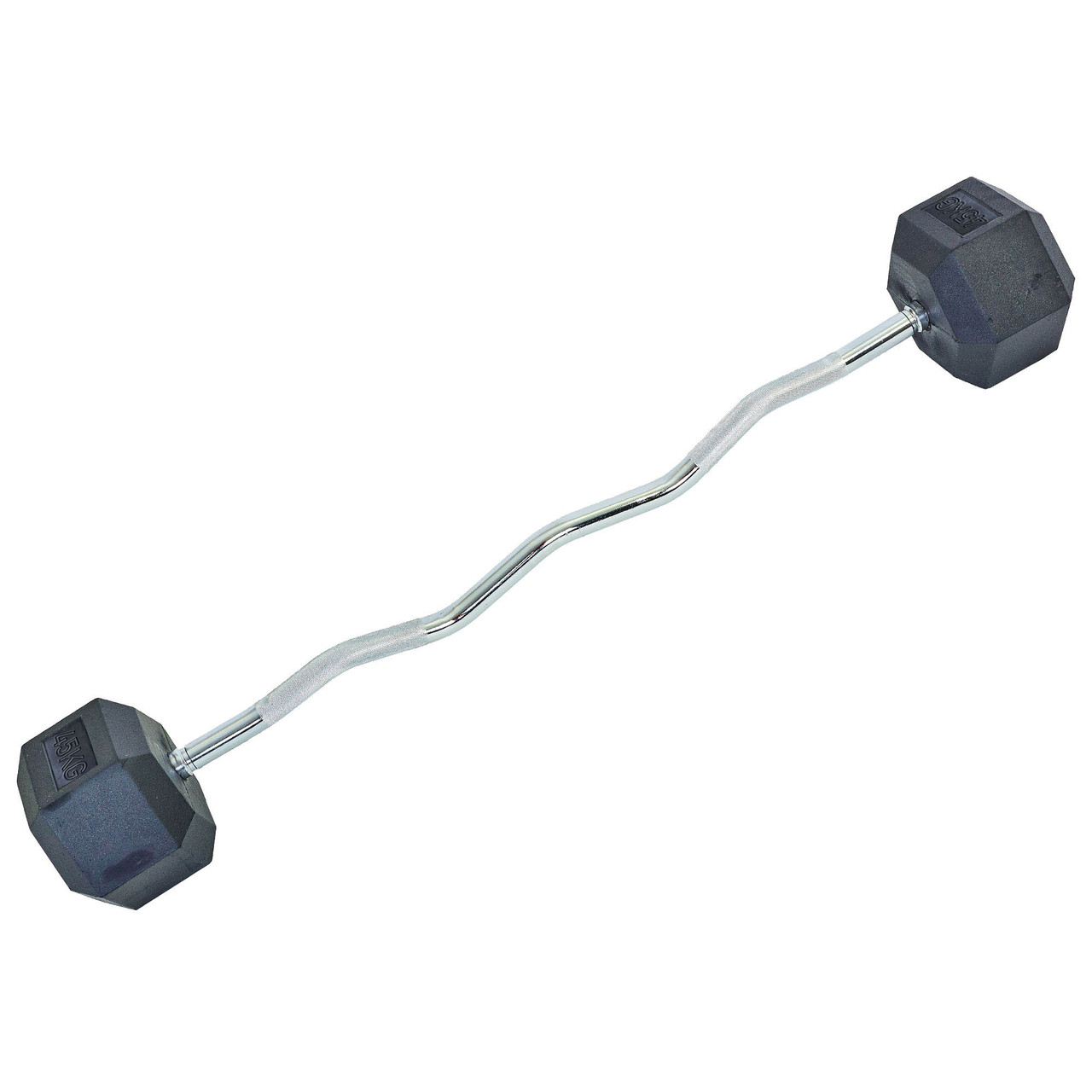 

Штанга фиксированная изогнутая обрезиненная Rubber Hexagon Barbell 45кг TA-6231-45 (гриф l-95см)