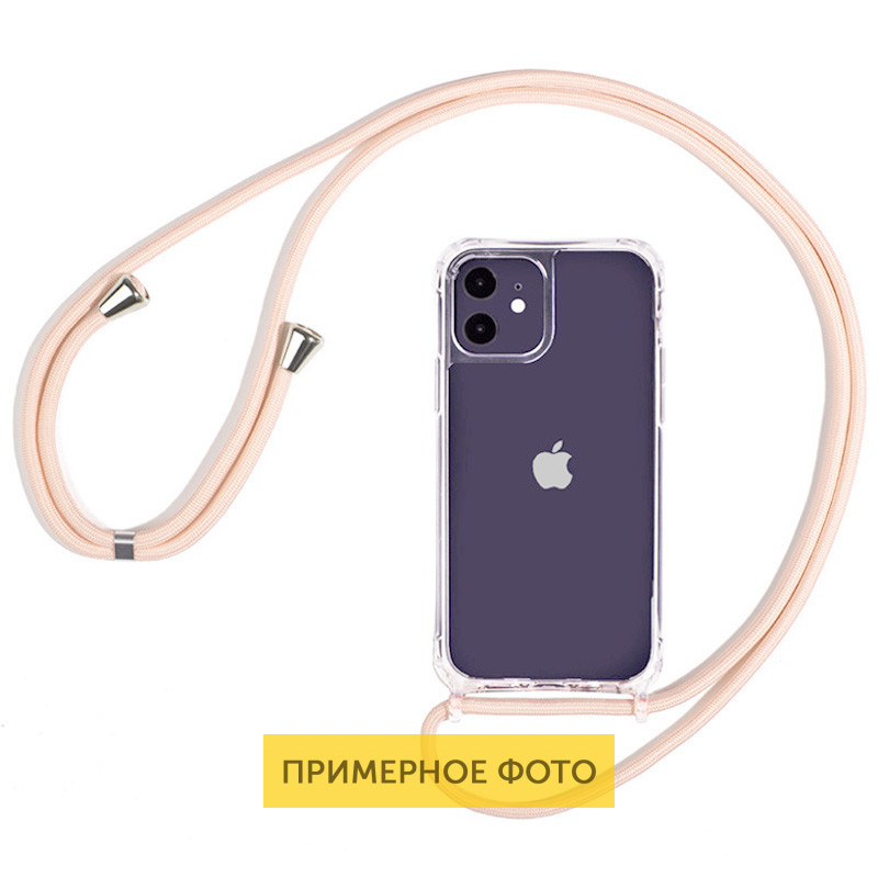 

Чехол TPU Crossbody Transparent для Apple iPhone 12 Pro / 12 (6.1") Пудровый