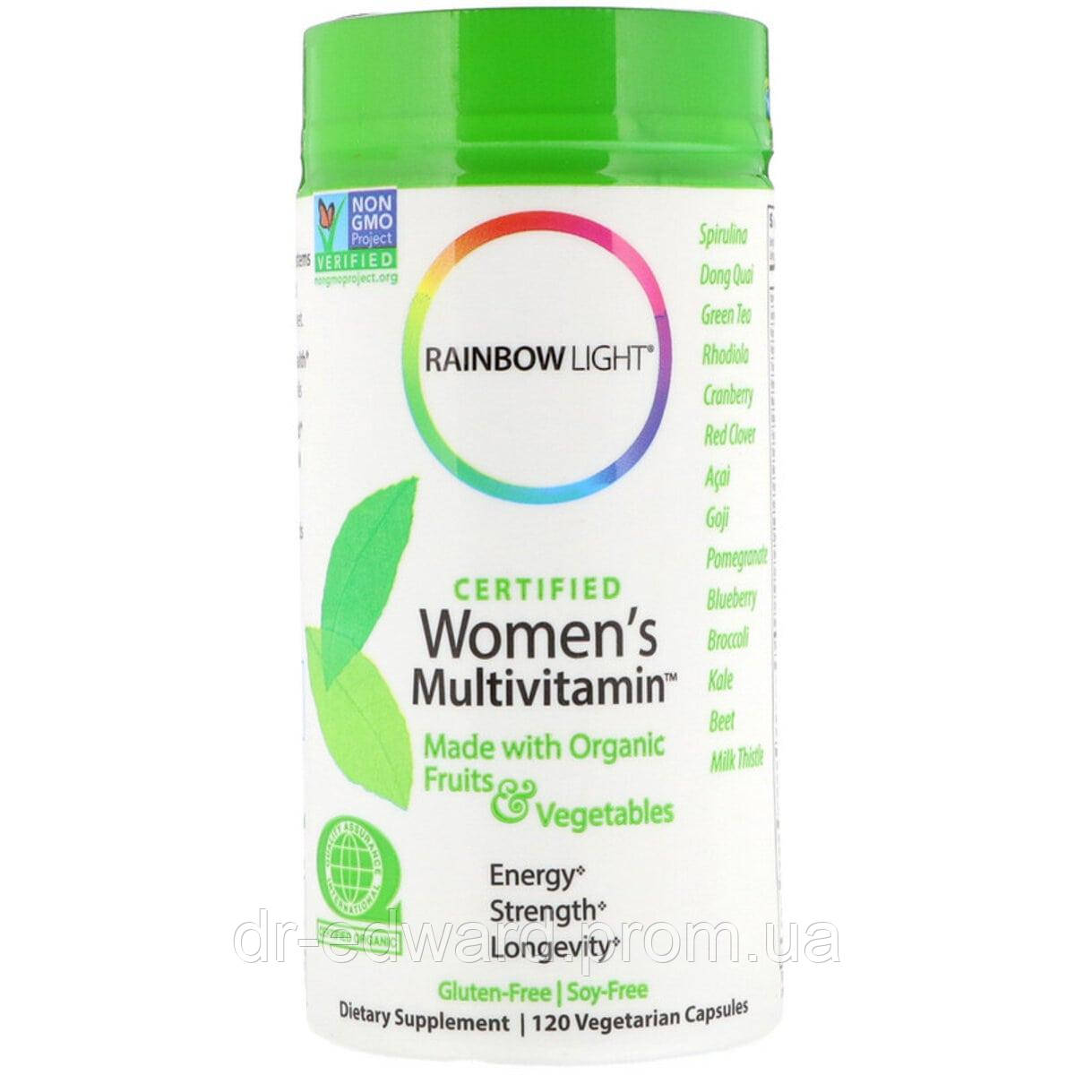 

Мультивитамины для женщин, Сертифицированные, Certified Women's Multivitamin, Rainbow Light, 120