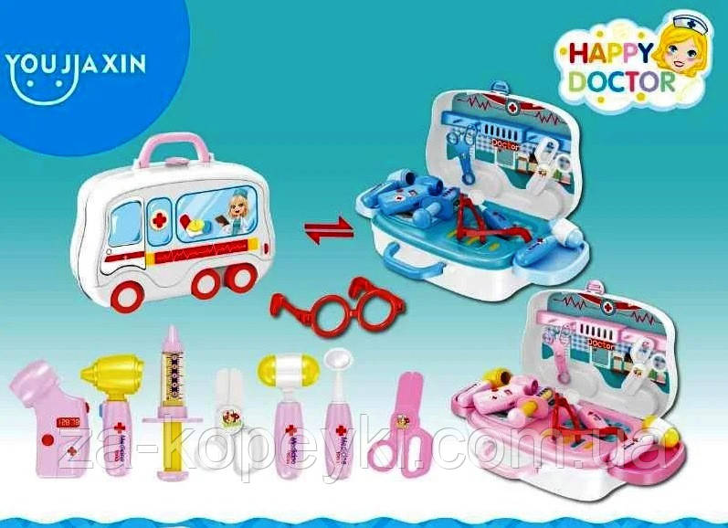 

Игровой набор доктора Happy doctor, чемоданчик-машинка «Скорая помощь»