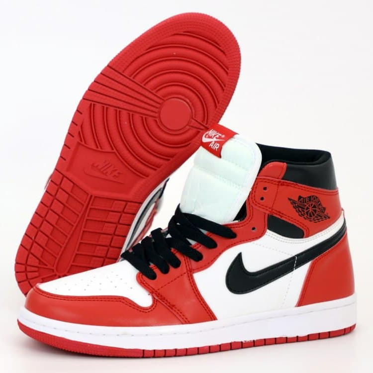 

Мужские кроссовки в стиле Nike Air Jordan 1 Retro High, кожа, красный, белый, черный, Вьетнам