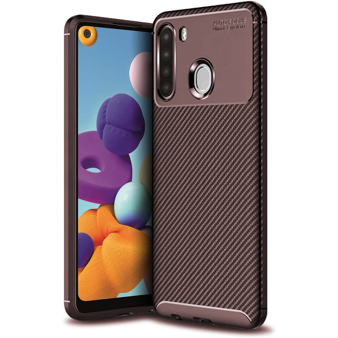 Чехол Carbon Case для Samsung A215 Galaxy A21 Brown, Коричневый