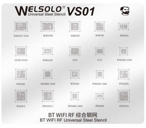 

Трафарет BGA Mechanic VS13 универсальный для OPPO New Model (HI6370 / HI1102 / BGA153 / HI6523)