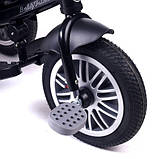 Дитячий триколісний велосипед коляска Baby Trike 6188 з надувними колесами і фарою Чорний, фото 3