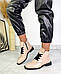 Ботинки челси женские демисезонные кожаные на шнурке весенние челси бежевые черные, фото 6