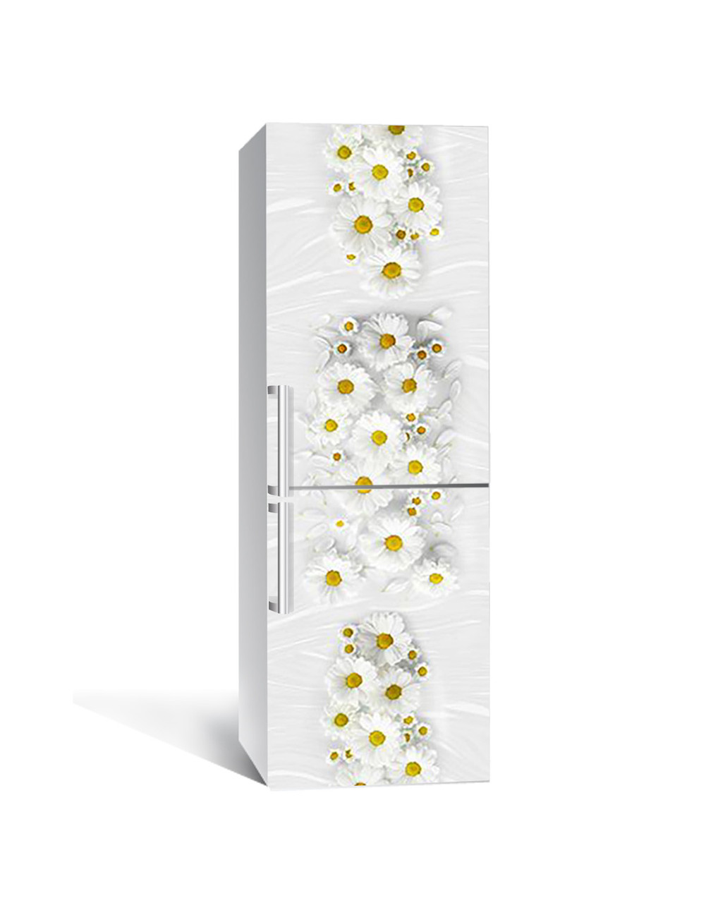 

Виниловая наклейка на холодильник 3Д Ромашковое молоко (пленка ПВХ с ламинацией) 65*200см цветы Белый