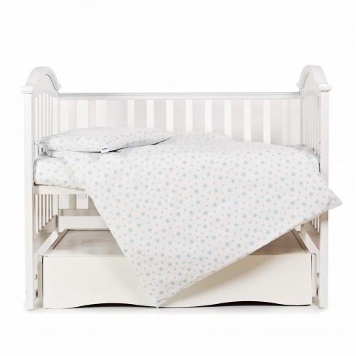 

Детский комплект сменного постельного белья из фланели Twins Comfort Soft, Звезда 3 элемента, белый с голубым