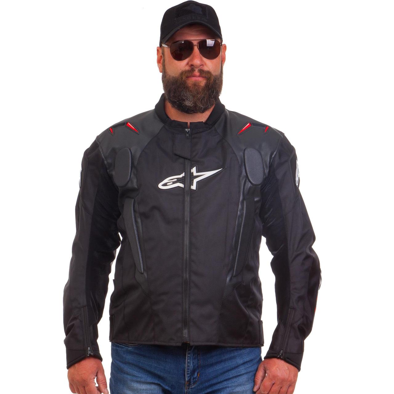 

Мотокуртка текстильная с защитой и аэродинамическим горбом Alpinestars A09-BK (р-р M-3XL-44-54, черный)