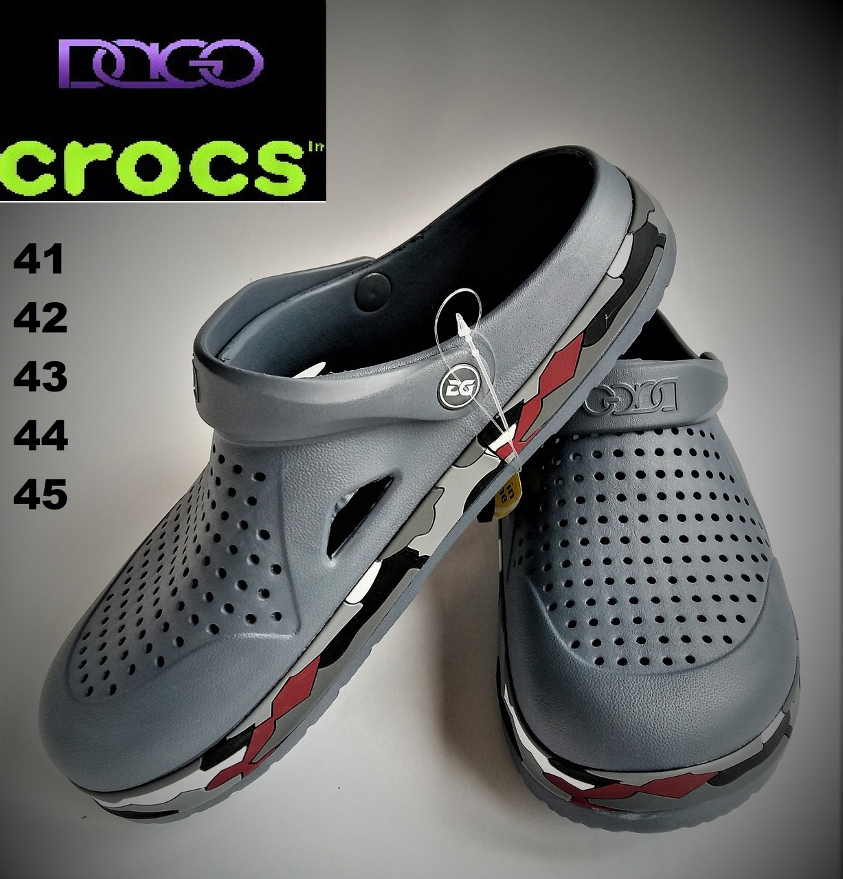 

Мужские кроксы сабо Crocs, аквашузы, шлёпки для пляжа, CROCS. Медицинская спецобувь. Серые