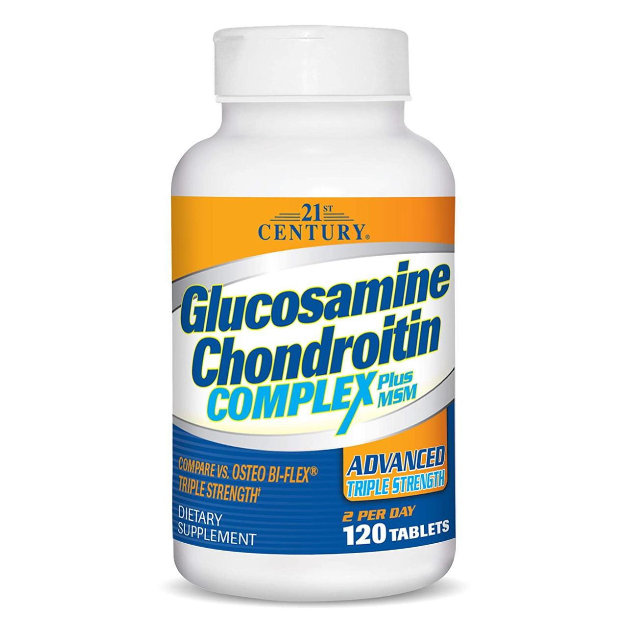 

Хондропротектор 21st Century Glucosamine Chondroitin Complex Plus MSM Advanced Triple Strength 120 таблеток