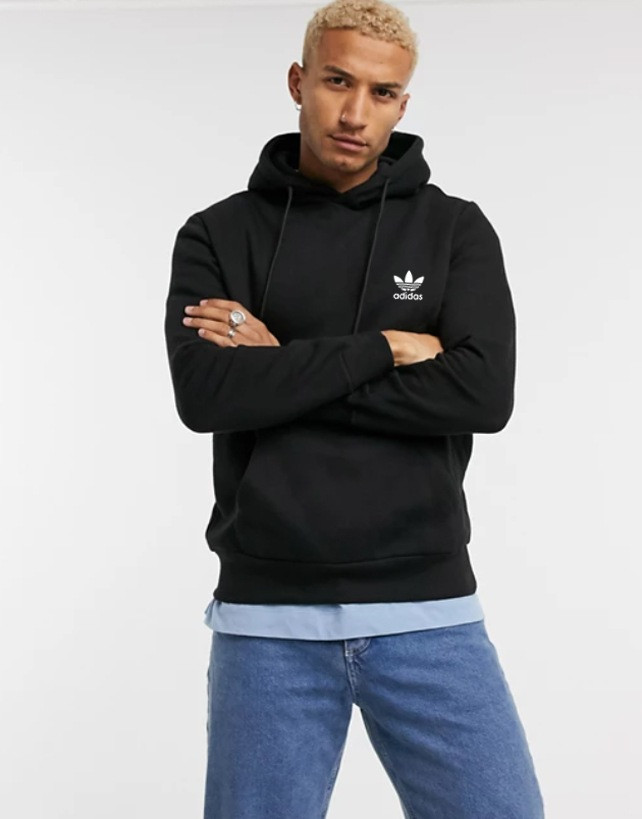 

Мужская спортивная кофта кенгуру, толстовка Adidas (Адидас) черная S, Черный