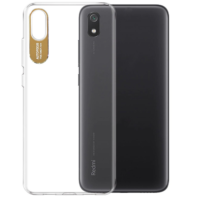 

TPU чехол Epic clear flash для Xiaomi Redmi 7A, Бесцветный / золотой