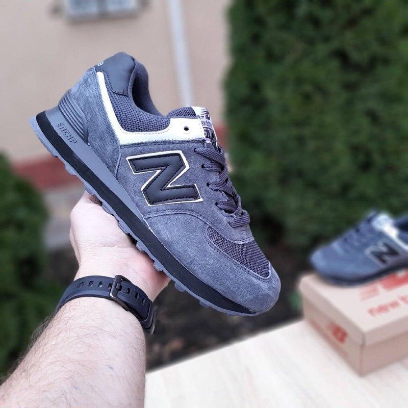 

Кроссовки New Balance 574 темно/серые замшевые сетчатые/сетка всесезонные нью беленс топ для спорта, Серый