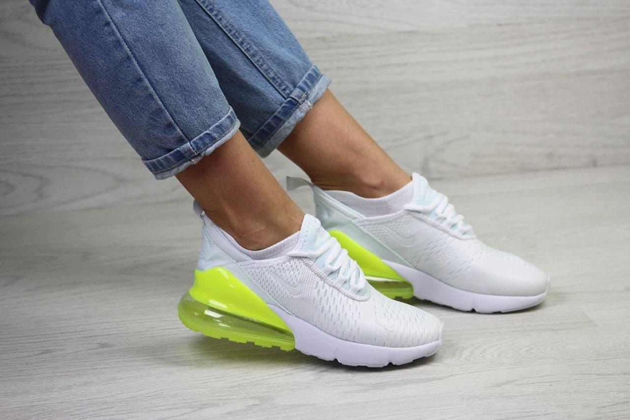 

Женские кроссовки в стиле Nike Air Max 270 (бело-желтые) Демисезонные Летние кроссовки Найк 39