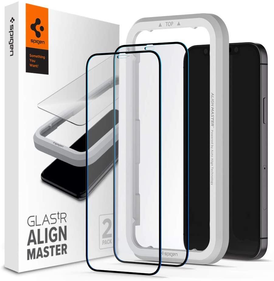 

Защитное стекло Spigen для iPhone 12 Pro Max Glas.tR AlignMaster (2 шт), Black (AGL01792), Черный