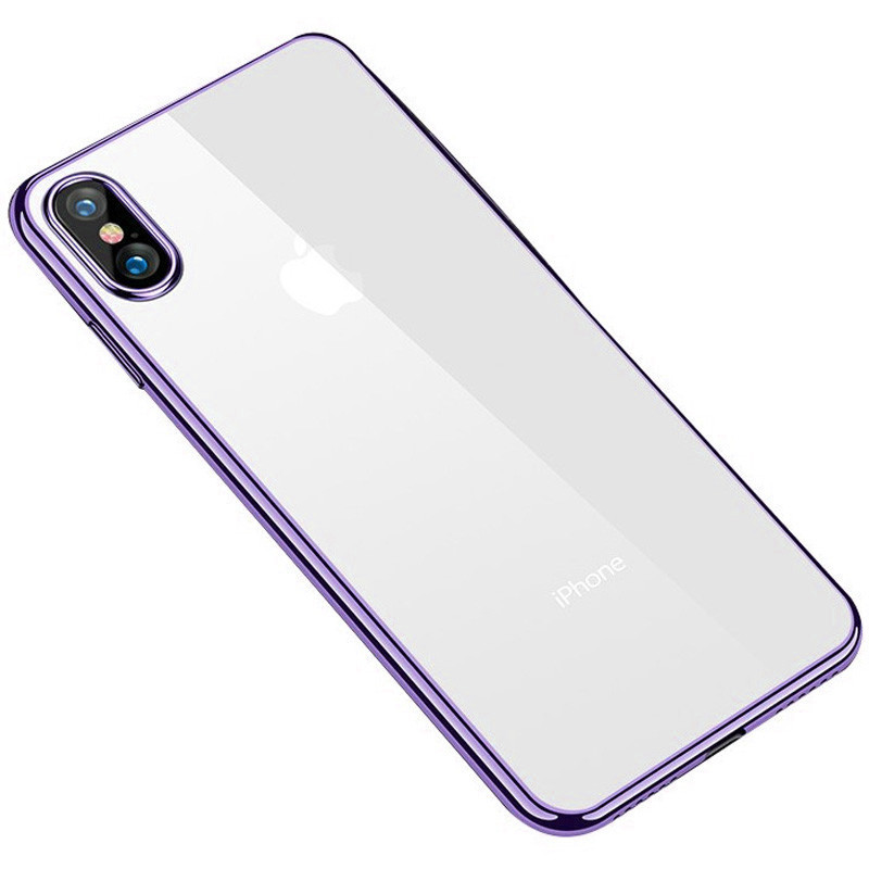 

Прозрачный силиконовый чехол с глянцевой окантовкой Full Camera для Apple iPhone X / XS (5.8, Сиреневый