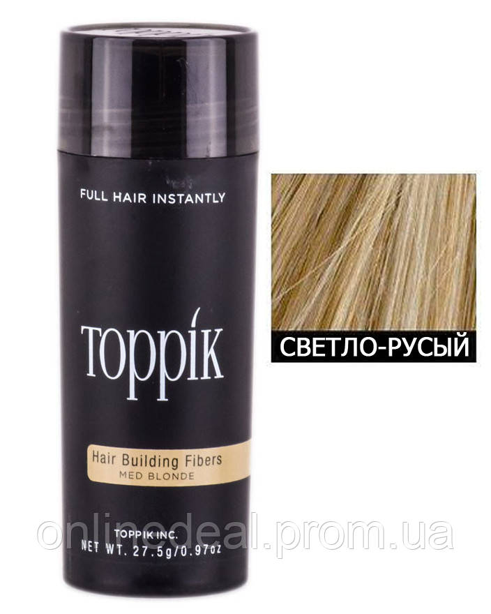

Кератиновый загуститель для волос Toppik (для маскировки залысин) 27,5г Светло-русый (Medium Blonde