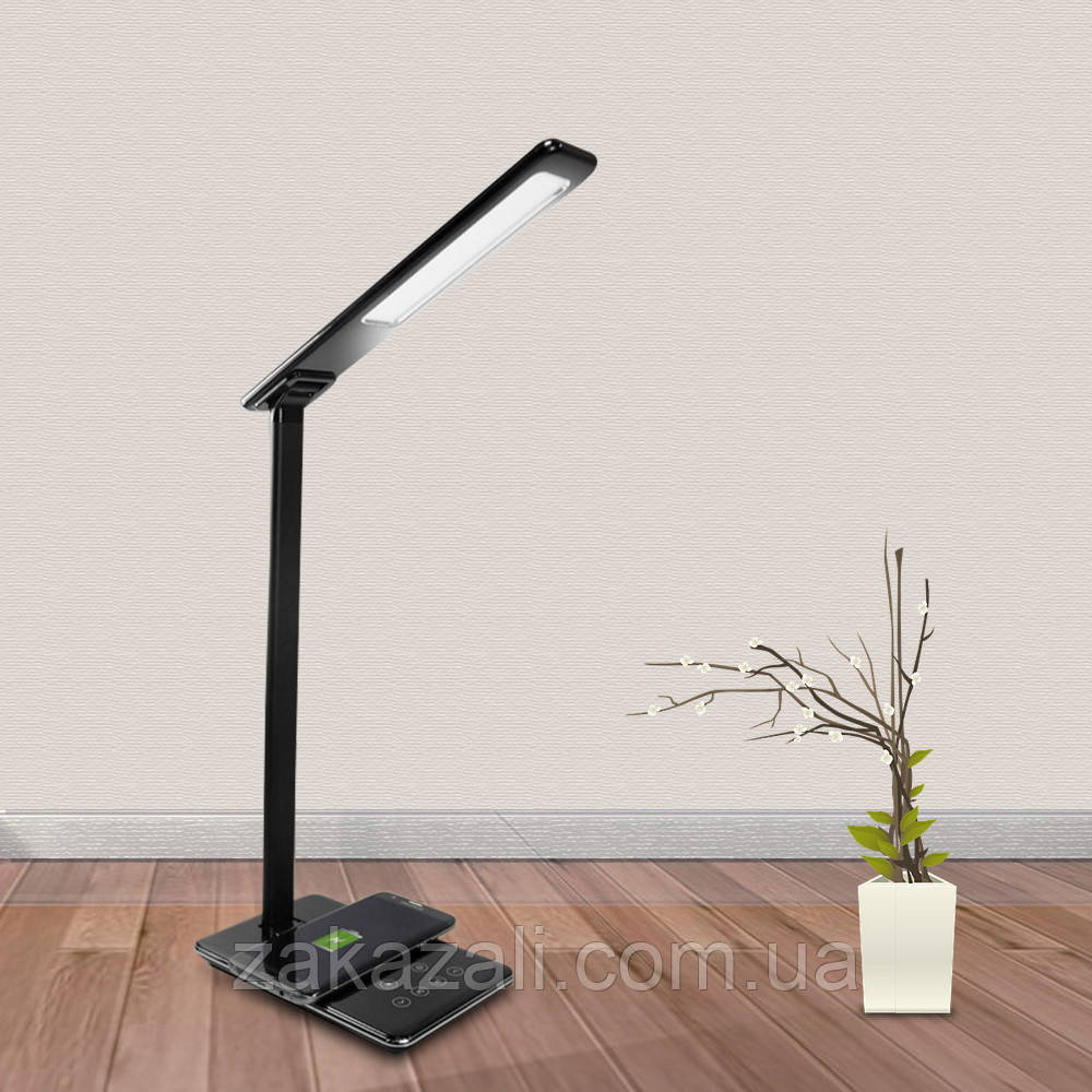 

Настольная LED лампа ColorWay с беспроводной зарядкой и USB Black