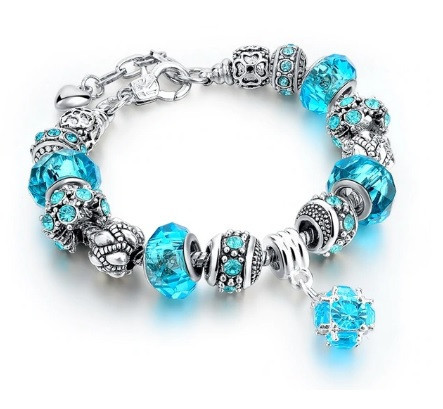 

Женский браслет "Шарм" в стиле "PANDORA" Blue Stone