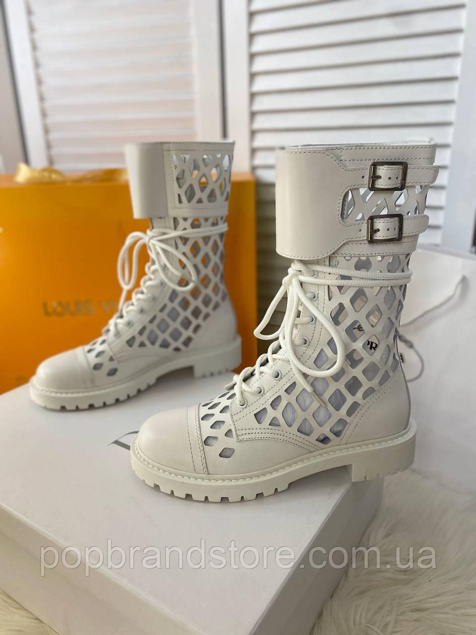 

Крутые кожаные ботинки Dior (реплика), Белый