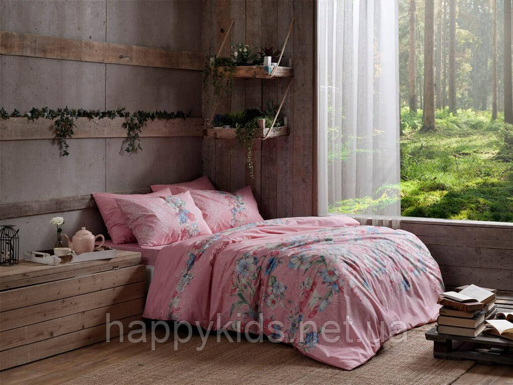 

Двуспальный King Size комплект TAC Fleur Pink Ранфорс