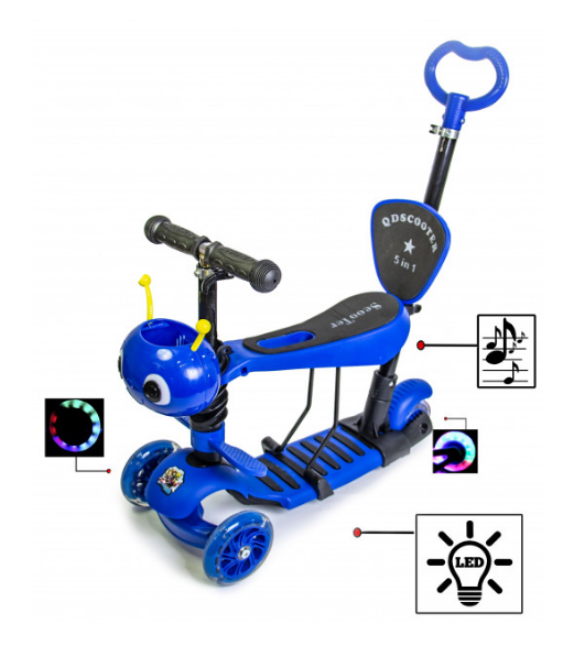 

Самокат Scooter "Бджілка" 5in1. Blue. зі світлом і музикою