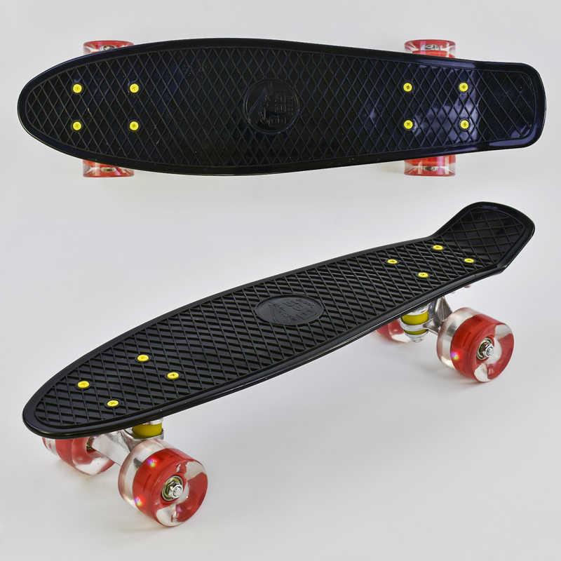 

Скейт Пенни борд 0990 (8) Best Board, ЧЁРНЫЙ, СВЕТ, доска=55см, колёса PU d=6см