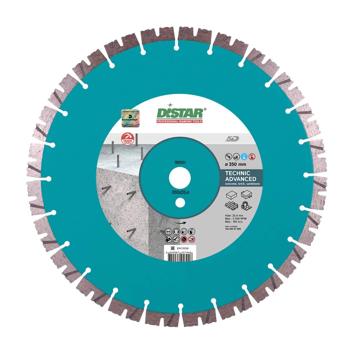 

Круг алмазный отрезной Distar 1A1RSS/C3-H 350x3,5/2,5x15x25,4-(11,5)-24 Technic Advanced (14320347)