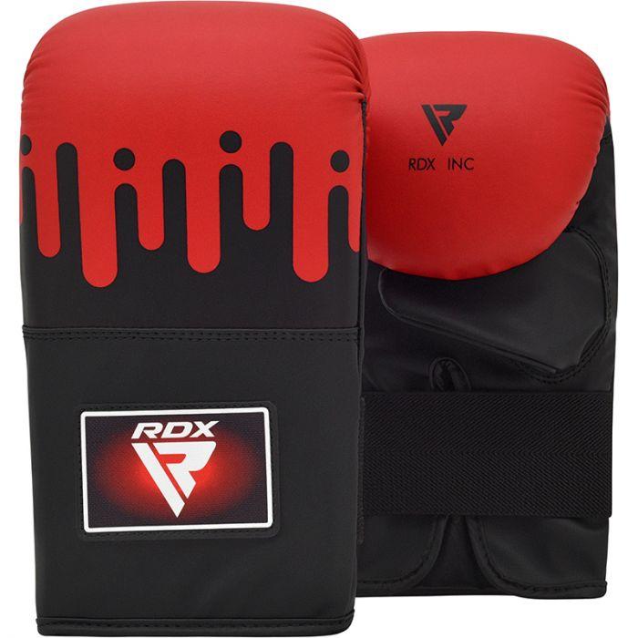 Боксерські снарядні рукавички шкіра RDX Black Red чорні з червоним