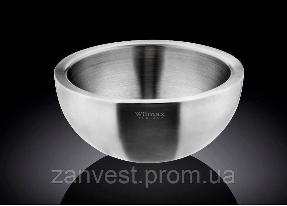 

Миска Wilmax с двойными стенками 1,3 л St.Steel WL-553003, Стальной