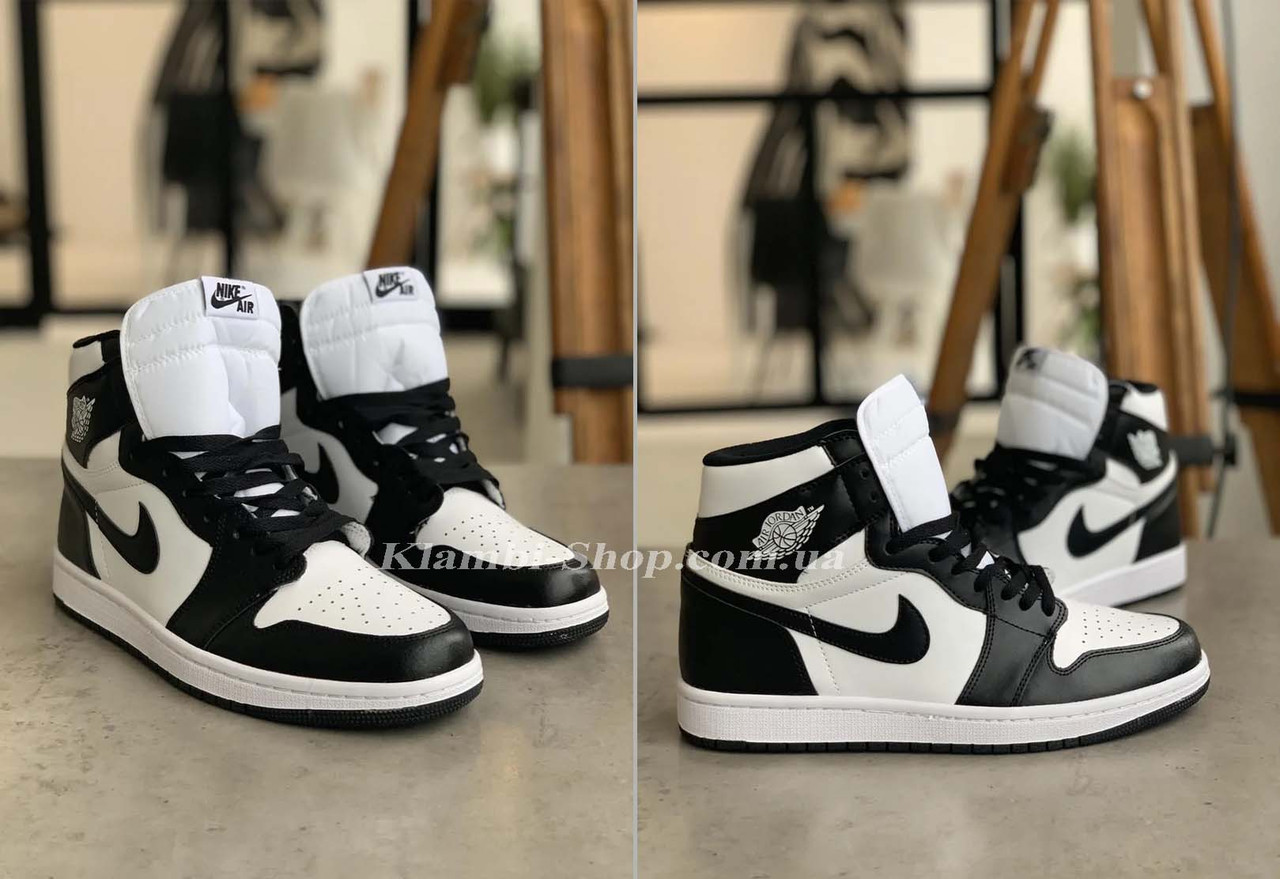 

Мужские Кроссовки Nike Air Jordan 1 Retro Black Найк Аир Джордан 1 Ретро Черные (42,43,44,45). Реплика, Черно-белый