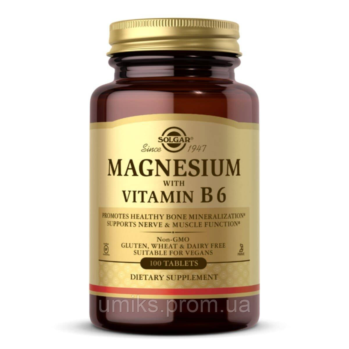 

Магний с Витамином B6, Magnesium with Vitamin B6, Solgar, 100 таблеток (SOL01720