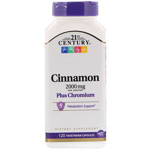 

Корица с хромом 21st Century Cinnamon 2000 мг Plus Chromium (120 капс) Скидка! (229997)