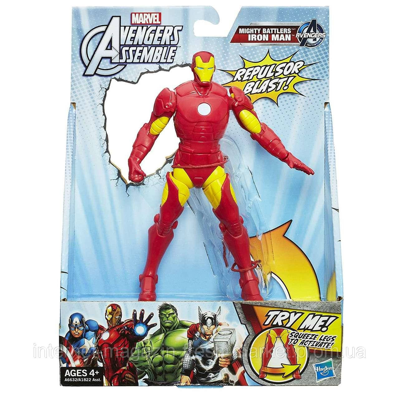 

Подвижная фигурка Железный Человек 15 см - Iron Man, Avengers, Assemble, Squeeze Legs, Hasbro SKL14-143170