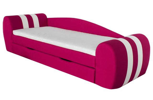 Диван кровать серии Гранд с ящиком для белья, розовый (3)