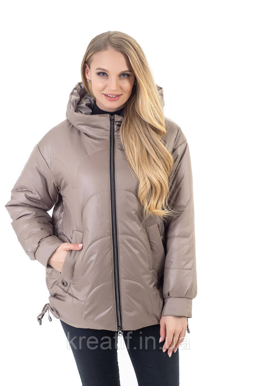 

Женская куртка удобная стильная демисезонная большого размера 46, 48, 50, 52, 54, 56 р бежевый цвет 50
