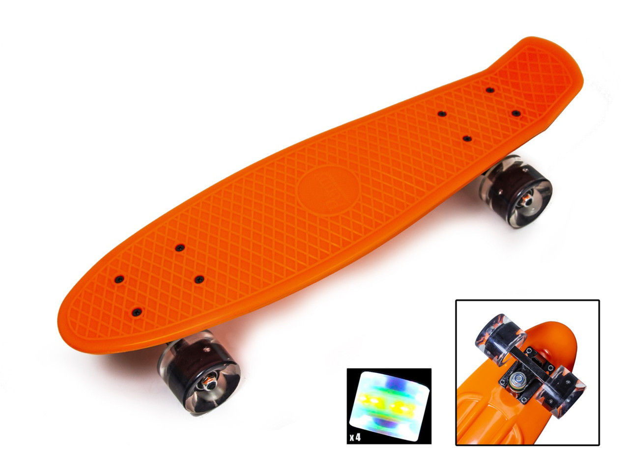 

͛ Скейт Penny Board пенни бордe Orange Светящиеся колеса