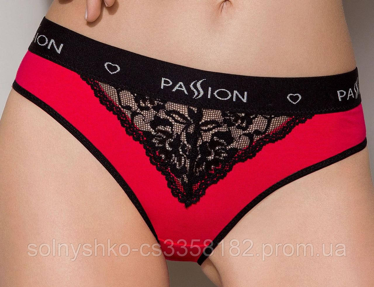 

Трусики с широкой резинкой и кружевом Passion PS001 PANTIES red/black, size L