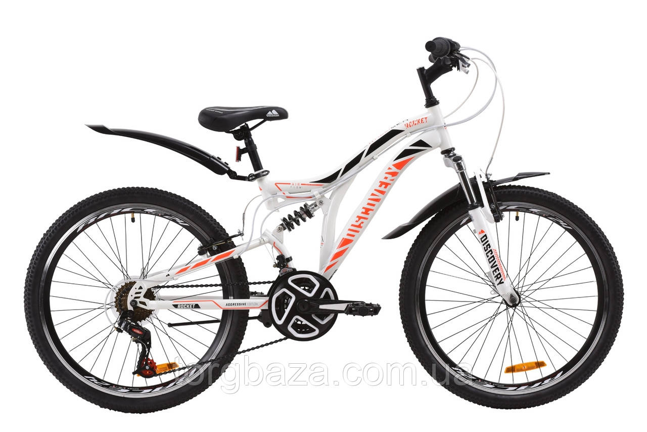 

Велосипед 24" Discovery ROCKET 2020 (бело-оранжевый c черным)