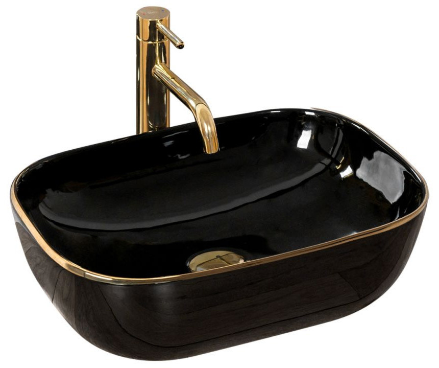 

Умывальник Rea Belinda 33x46,5 black/gold (REA-U8796)