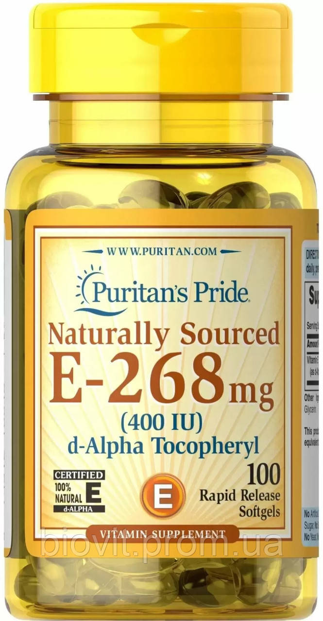 

Натуральный витамин E (Vitamin E) 400 МЕ 100 капсул