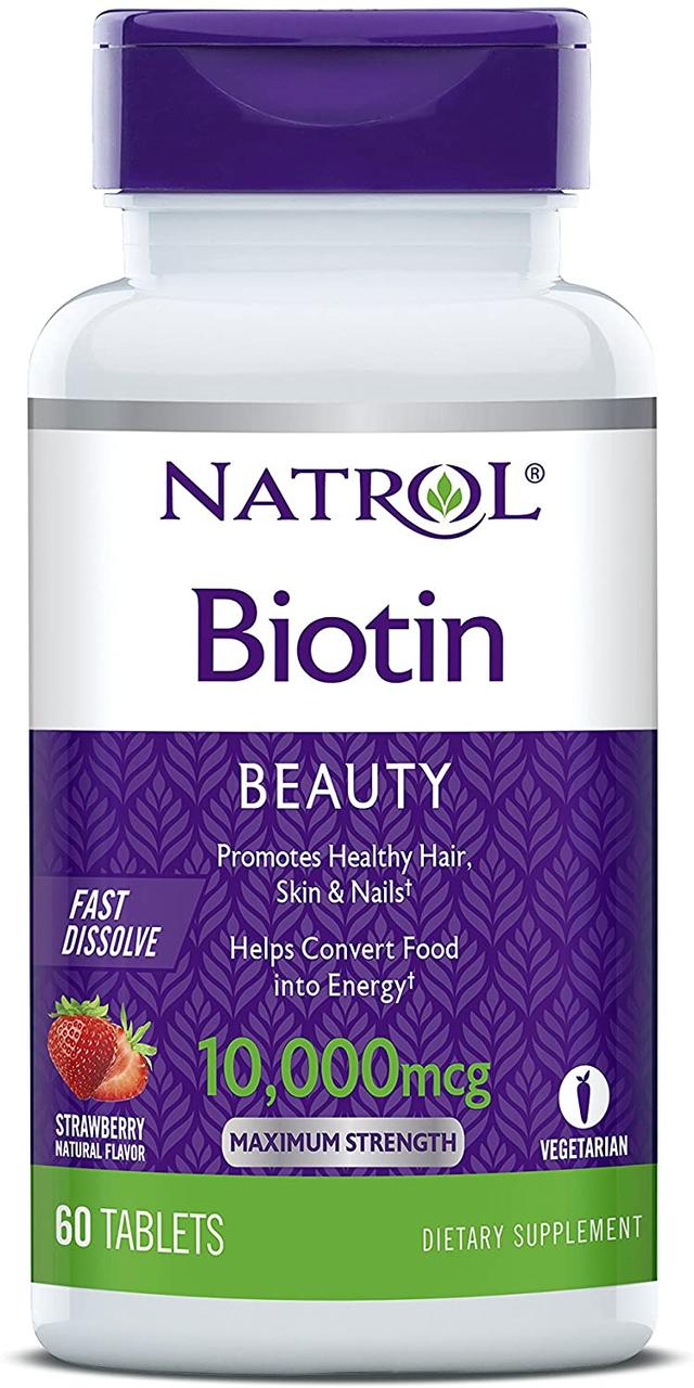 

Биотин Витамин B7 Natrol Biotin Beauty 10,000 mcg 60 таблеток Клубника